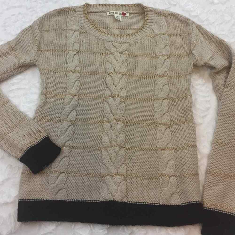Live by Design Beige Gold Black Sweater Holiday xs
